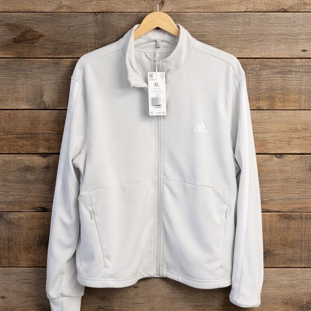 Adidas Womans Track Jacket Sz XL Gray/White NWT